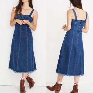 Madewell Raw-Hemmed Denim Seamed Dress in Tilsen Wash Size 12